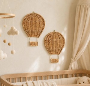 Girl Bedroom <b>Boho</b> Airship Woven Ornament Art rattan <b>decorate</b> kids Natural Plant Material Travel Wall Display - Product Image 3