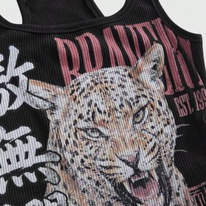 เสื้อกล้ามลายเสือดาวสำหรับผู้หญิง แบบริบบิ้น รับผลิตแบบ OEM ODM แบรนด์ส่วนตัว เสื้อผ้าสตรีทแวร์ ขายส่ง ผู้ผลิตเสื้อกล้ามฤดูร้อน - Product Image 3