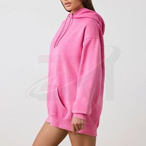 เสื้อฮู้ดดี้ผู้หญิงไซส์ใหญ่ คุณภาพพรีเมียม สีชมพู ผ้าฟลีซ 100% ตกแต่งลายปักตามสั่ง ป้องกันขนร่วง สำหรับฤดูหนาว - Product Image 4