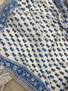 Cotton Block Printed Draped <b>Sarongs</b> Handcrafted Patterns Eco-Friendly Breathable Beachwear Resort Fashion Travel Gifting Front - Product Image 5