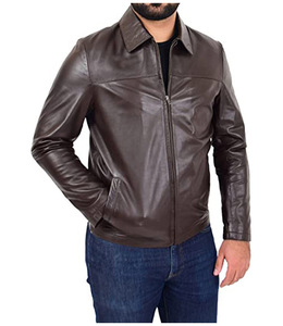 2026 Latest High Street Style Men's Cow Skin Leather Jacket Winter Solid Breathable <b>Sherpa</b> <b>Lined</b> Fur Trimmed Popular Simple - Product Image 4