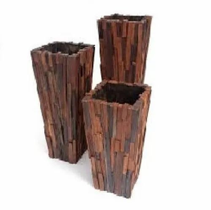 Vase mural en bois rustique Art Déco, rond, en bois naturel, vase décoratif pour fleurs, fait à la main, écologique, de 8 à 12 pouces - Product Image 3