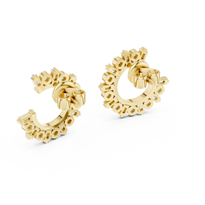 Pendientes de Aro con Moissanita en Tono Dorado, Plata de Ley 925, Diseño Geométrico, Tipo Clip, para Fiestas - Product Image 1