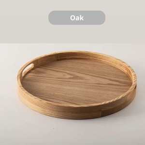 Round Wooden Decorative Trays Set Handcrafted Minimalist Design Multi-piece Package Natural Wood Finish Handle Serving Tray - Product Image 5