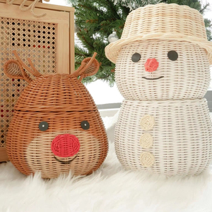 Cesta de Almacenamiento con Tapa en Forma de Reno, Caja de Regalo Navideña, Linda y Festiva, Ecológica, Hecha a Mano en Vietnam, Cálida y Acogedora para el Invierno - Product Image 2