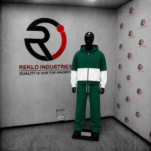 Green <b>White</b> Color Block Tracksuit <b>Men</b> Full Zip Hoodie With Matching <b>Jogger</b> Pants Premium Two Piece Sports Outfit Modern Casual - Product Image 3