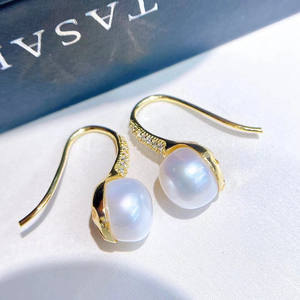 Pendientes de Perlas de Agua Dulce con Forma de Gota de Luz Intensa de 7-8 mm, Hebilla de Oreja Clásica con Múltiples Cuentas Templadas, Simples y Elegantes - Product Image 4