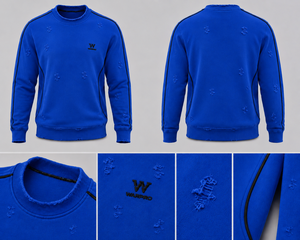 เสื้อสเวตเชิ้ตคอกลมสีน้ำเงินสำหรับผู้ชาย Warpro ทรงปกติ แต่งลายปัก โลโก้ปัก  ใส่สบายๆ สำหรับฤดูใบไม้ร่วง - Product Image 3