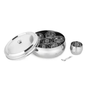 7-Compartment Stainless Steel Masala Dabba Spice <b>Box</b> With Mirror Finish Food Grade Indian Spice Organizer & Kitchen Storage <b>Box</b> - Product Image 1