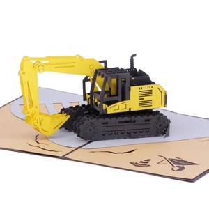 Carte de vœux 3D pop-up faite à la main sur le thème des engins de chantier, carte 3D pop-up, carte 3D en papier artisanal - Product Image 2