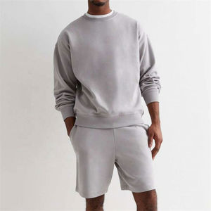 ชุดเซ็ต 2 ชิ้น เสื้อสเวตเชิ้ตแขนยาวคอกลมทรงโอเวอร์ไซส์ผ้าถักระบายอากาศสำหรับผู้ชาย OEM รุ่นลำลอง สีสันตามสั่งสำหรับฤดูใบไม้ร่วง ผลิตจากผ้าฝ้าย 100% - Product Image 5