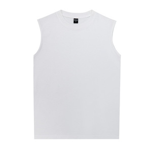 Nouveau débardeur blanc sans manches de qualité supérieure, col rond, tricoté, couleur unie, grande taille - Product Image 1