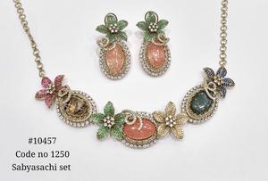 10457Flower Designer Necklace Doublet <b>Magic</b> Stone with Cubic Zirconia Mehandi Plated Flower Jewelry Bohemian Style party Wedding - Product Image 4