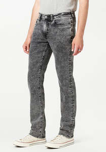 Jean droit mi-taille pour homme, délavé à l'acide, coupe droite, en denim de coton écologique, résistant à la décoloration, toutes saisons - Product Image 2