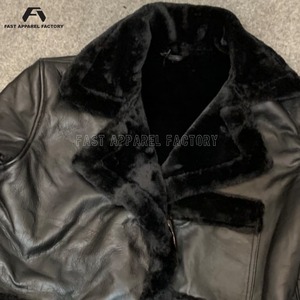 Womens Shearling Leather Jacket Faux Fur <b>Lined</b> Winter <b>Coat</b> Stylish PU Leather Outerwear For Women Shearling leather Jacket - Product Image 5