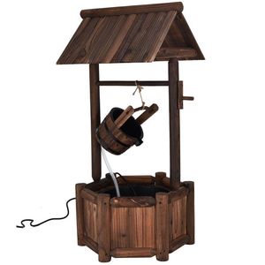 Fuente de Agua Decorativa de Madera Rústica para Jardín con Bomba para Decoración de Exteriores - Product Image 6