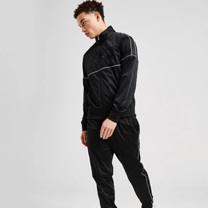 Survêtement athlétique noir tendance pour homme avec passepoil, design léger et respirant, parfait pour toutes les activités - Product Image 2