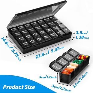 Organisateur de pilules hebdomadaire XL, 4 prises par jour, 7 jours, boîtes à pilules AM PM, grands compartiments, étui à pilules pour le stockage mensuel des médicaments - Product Image 3