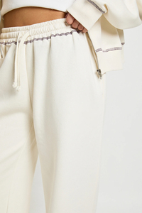 Nouveauté : Ensemble de survêtement 2 pièces en molleton 100% coton avec surpiqûres contrastées, style streetwear hip-hop, jogging ample et sweat à capuche zippé - Product Image 5