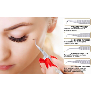Pince à cils professionnelle de qualité supérieure en acier inoxydable, pointe lisse, anti-magnétique, 10 mm - Product Image 5