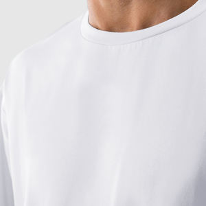 เสื้อยืดผู้ชายทรงโอเวอร์ไซส์ แขนสั้น ผ้าฝ้าย 100% ระบายอากาศได้ดี ไม่ยับ พิมพ์ลายได้ตามต้องการ สไตล์ฮิปฮอป แบบเรียบ สีพื้น ยูนิเซ็กส์ - Product Image 4