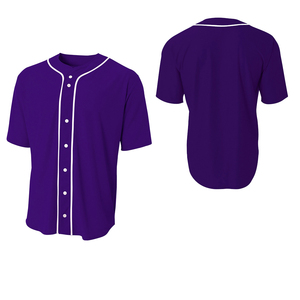 Camiseta de Béisbol Unisex de Manga Corta con Botones, Diseño Morado, Alta Calidad, OEM ODM, Tallas Grandes, Uniformes - Product Image 4