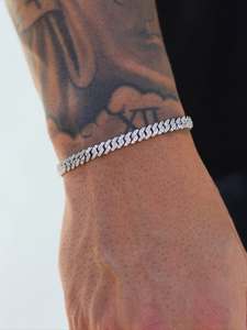 Bracelet en argent sterling 925 avec moissanite VVS, style cubain, bijoux hip-hop glacés - Product Image 2