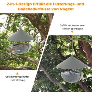 Mangiatoia per Uccelli Moderna in Legno, Cupola Impermeabile per Esterni, Stile Classico, Mangiatoia Sospesa Realizzata in Plastica Resistente alle Intemperie, Metallo e Ferro - Product Image 6