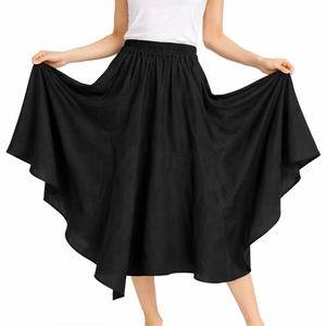Jupe longue maxi taille haute pour femme en cuir véritable respirant et mousseline, coupe trapèze, style de luxe, personnalisable OEM, décontractée - Product Image 5