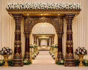 Mandapam de mariage élégant et majestueux de l'Inde du Sud, Mandap Manavarai pour mariage porte-bonheur, Grand Mandap de mariage Tamil, New York - Product Image 2