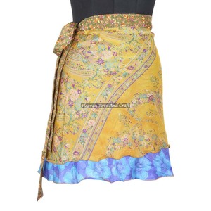 Mini Skirts Vintage Silk Magic Wrap 21" Wrap Mini Skirt Halter <b>Tube</b> Maxi Fabulous 2 Layer Wrap Around Hippie Silk Mini Skirt - Product Image 5