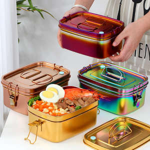 Contenedor de almuerzo de acero inoxidable, a prueba de fugas, caja de almacenamiento de alimentos, para cocina, viajes, preparación de comidas, bento, tiffin, regalo, reutilizable, premium, duradero. - Product Image 5