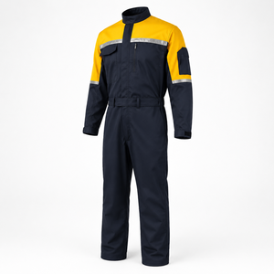 Combinaison de travail réfléchissante pour hommes, haute visibilité, col montant, poches utilitaires, logo personnalisé, manches longues, uniforme de réparation - Product Image 2