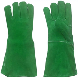 Gants en cuir de vachette marron fendu avec protection anti-chaleur et réfléchissante en latex pour le soudage par étincelage et les travaux industriels de barbecue - Product Image 3