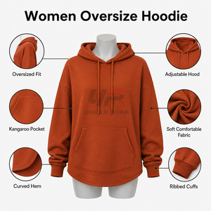 Sudadera con capucha oversize para mujer, elegante, con líneas de hombro extendidas, puños anchos acanalados y un atractivo urbano contemporáneo. - Product Image 6