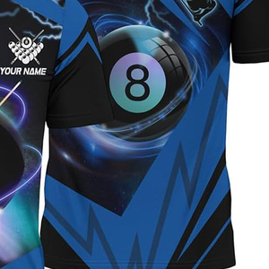 Camiseta de Billar Personalizada de Primera Calidad con Gráficos de la Bola Ocho para Equipos de Billar, Uniformes de Club y Ropa para Torneos - Product Image 4