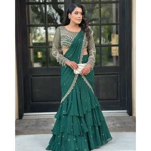 Sari de Diseño para Fiesta de Noche con Bordado de Lentejuelas - Product Image 5