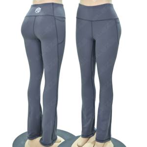 Pantalones de yoga acampanados con control de abdomen para mujer, ligeros, sin costuras frontales, para ciclismo - Product Image 1
