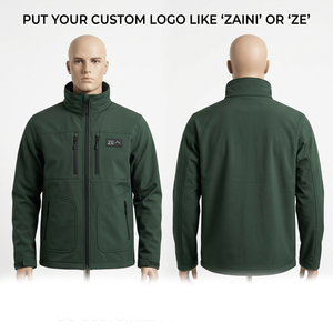 ZAINI Premium Men's Autumn <b>Hooded</b> <b>Soft</b> <b>Shell</b> <b>Jacket</b> Stand Collar Front Breathable Windproof Eco-Friendly Polyester Outdoor Wear - Product Image 1