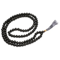 Vente en gros d'agate noire du Botswana, perle à facettes Jap Mala, pierres précieuses naturelles Jap Mala, cristaux de guérison de l'agate Mart