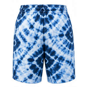 OEM <b>Mens</b> Tie Dye <b>Fleece</b> Sweat <b>Shorts</b> Adjustable Drawstring Waist Side Pockets Embroidered Casual Wear Wholesale Factory Supplier - Product Image 3