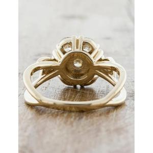 Anillo de compromiso con diseño de hojas y diamantes de corte redondo en oro amarillo de 14K, inspirado en la naturaleza, regalo floral de boda para mujer - Product Image 2