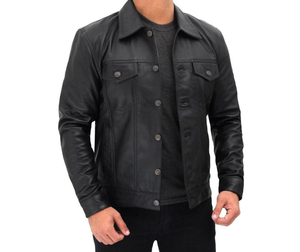 Chaqueta de Cuero de Oveja de Alta Calidad para Hombre, Estilo Motero, Color y Logotipo Personalizados, 100% Cuero Genuino, Resistente al Viento y Ecológica - Product Image 3