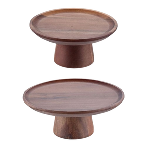 Plateau à gâteau rond en bois avec base texturée, lavage à la main uniquement - Product Image 4