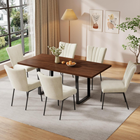 Ensemble de salle à manger moderne de 7 pièces avec table à manger extensible en MDF de couleur personnalisée pour appartement de salle à manger