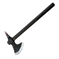 Burraq Hache à fendre en acier au carbone de 16 po (4 1/2 po) faite à la main avec manche en bois de rose et poignée en cuir, pour camping, chasse et activités de plein air