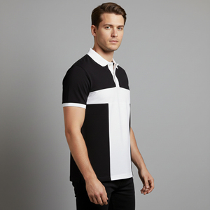 Camiseta polo para hombre de dos tonos, estilo hip hop, transpirable, 100% algodón, de secado rápido, con logo impreso en 3D personalizado al por mayor. - Product Image 4