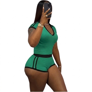 Casual Summer Tracksuit 2 Piece Set Women Polo Neck Zip Sporty Crop <b>Top</b> & Stretch Shorts Daily Simple Fashion Street Outfit - Product Image 2