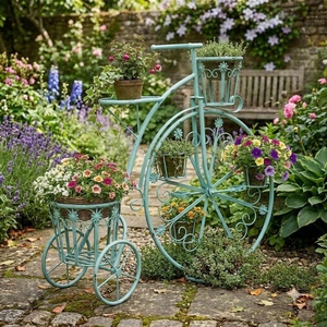 Support de plante vintage classique en fer forgé, 1 niveau, écologique, avec revêtement époxy circulaire, pour pot de fleurs en métal, extérieur - Product Image 3