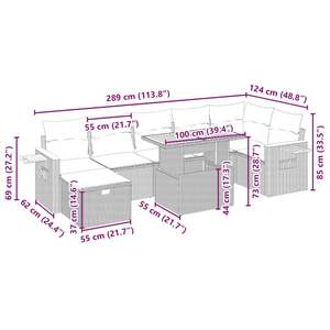 Set Divano da Giardino in Rattan PE Beige con Braccioli Regolabili Grandi - Product Image 4
